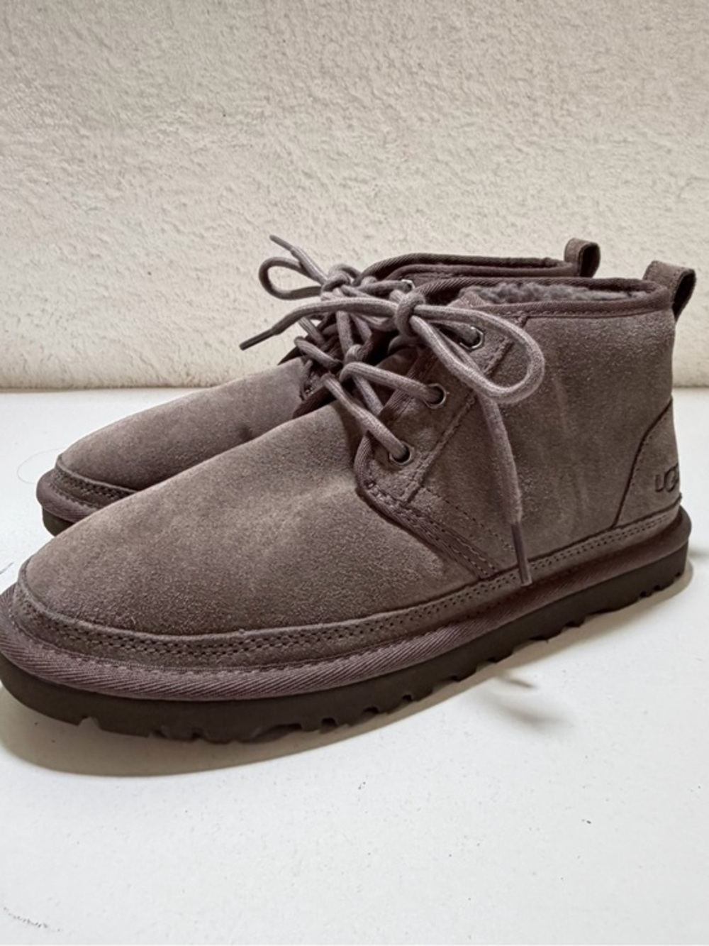 UGG Neumel Charcoal Gray Suede Chukka Boots Mens Size 6 Wool Lined